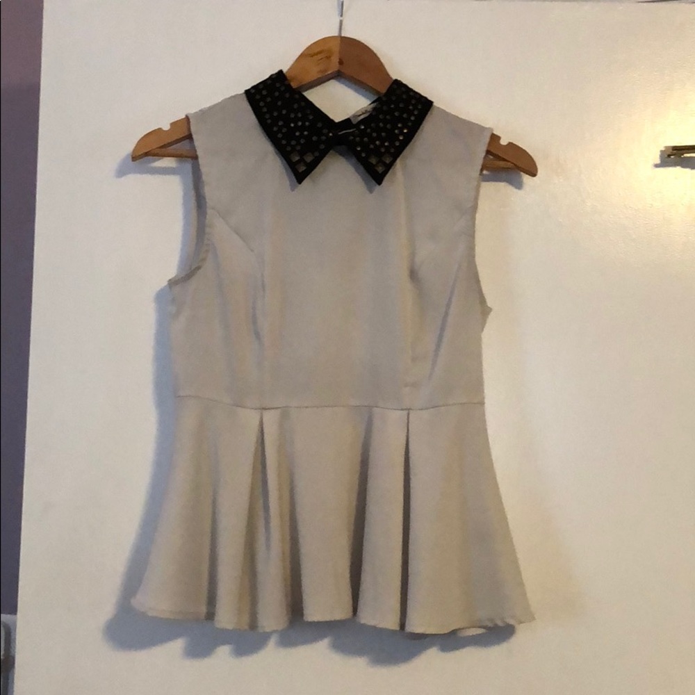 Collared sleeveless peplum tank